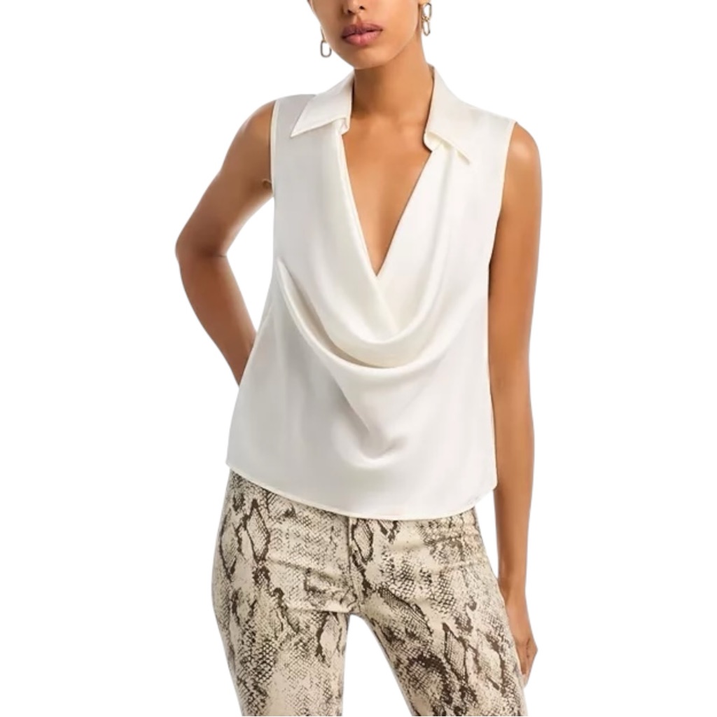 Nwt L'agence Colter Silk Cowl Neck Ivory Blouse / Sleeveless Shirt - Xs $335
